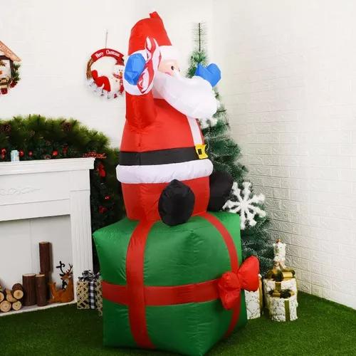 MUÑECO INFLABLE DE NAVIDAD VIEJITO PASCUERO CON LED Y CAJA DE REGALO ROJO - 6