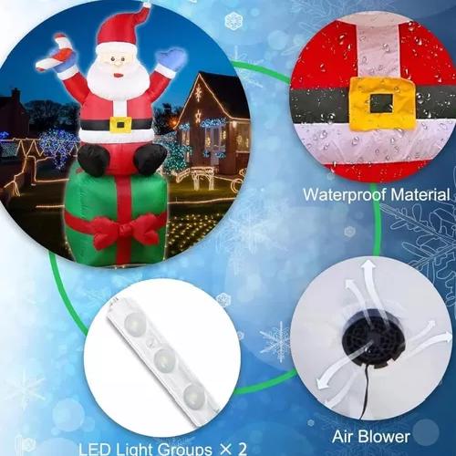MUÑECO INFLABLE DE NAVIDAD VIEJITO PASCUERO CON LED Y CAJA DE REGALO ROJO - 7