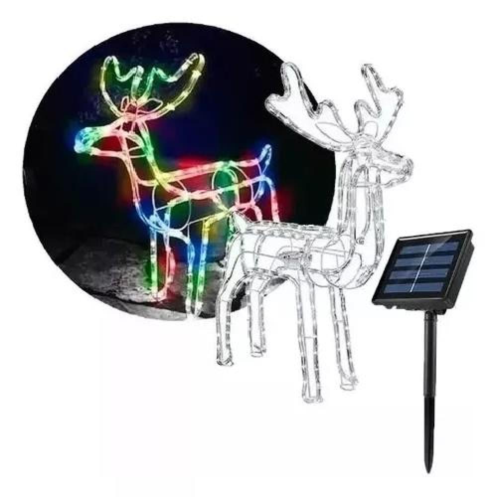 RENO SOLAR DE NAVIDAD CON LUCES LED 95 CM MULTICOLOR - 1