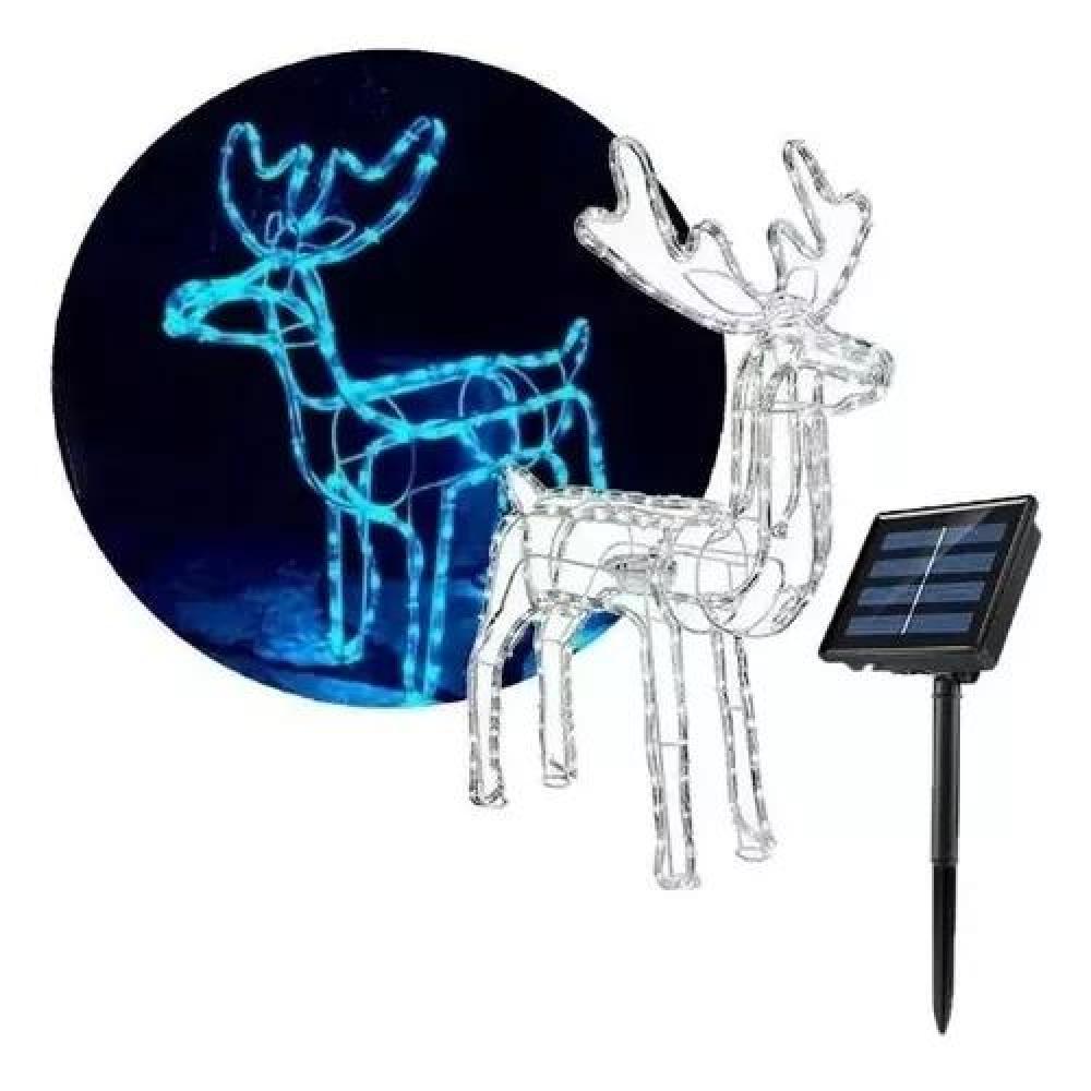 RENO SOLAR DE NAVIDAD CON LUCES LED 95 CM COLOR AZUL - 1