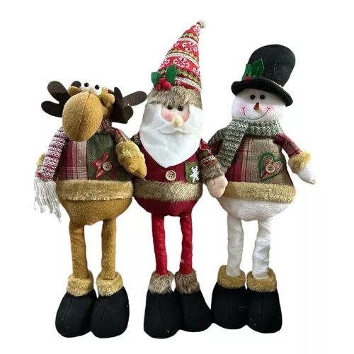 PACK X3 MUÑECOS NAVIDEÑOS PATA LARGA PASCUERO, MONO NIEVE MULTICOLOR - 1