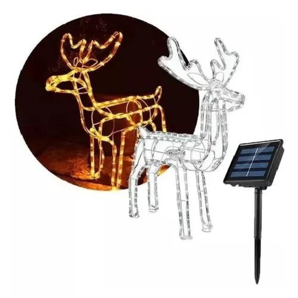RENO SOLAR DE NAVIDAD CON LUCES LED 95 CM COLOR AMARILLO - 1