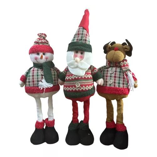 PACK X3 MUÑECOS NAVIDEÑOS PATA LARGA PASCUERO, MONO NIEVE ROJO - 1