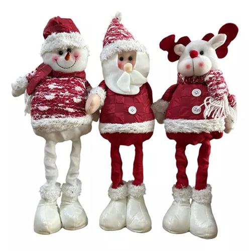 PACK X3 MUÑECOS NAVIDEÑOS PATA LARGA PASCUERO, MONO NIEVE ROJO - 2