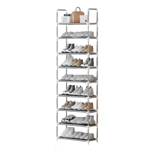 ZAPATERO ESTANTE 27 PARES 9 NIVELES METÁLICO Y PLÁSTICO PLATEADO - 1