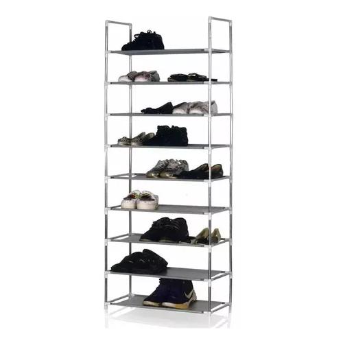 ZAPATERO ESTANTE 27 PARES 9 NIVELES METÁLICO Y PLÁSTICO PLATEADO - 2