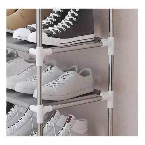 ZAPATERO ESTANTE 27 PARES 9 NIVELES METÁLICO Y PLÁSTICO PLATEADO - 6