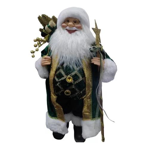 VIEJO PASCUERO CON REGALO MUÑECO DE NAVIDAD VERDE - 1