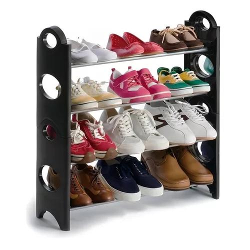 RACK ZAPATERA ORGANIZADOR 12 PARES 4 NIVELES NEGRO - 3