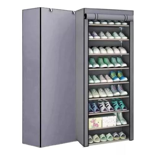 ORGANIZADOR ZAPATOS ARMABLE 9 ESPACIOS CON FUNDA GRIS - 1