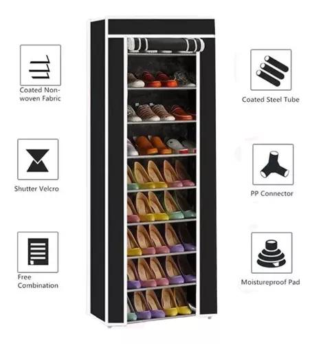 ORGANIZADOR ZAPATOS ARMABLE 9 ESPACIOS CON FUNDA GRIS - 4