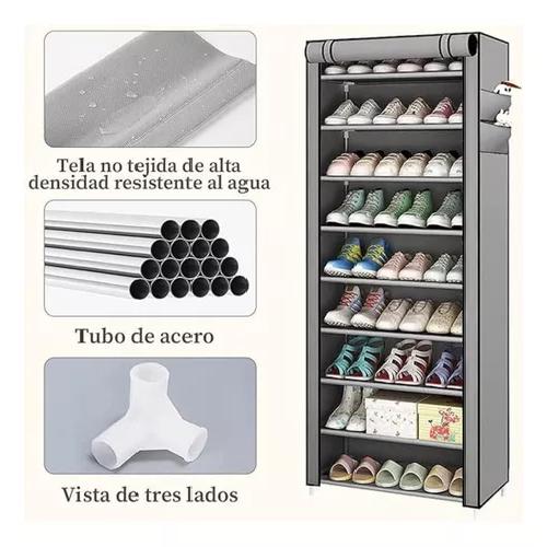 ORGANIZADOR ZAPATOS ARMABLE 9 ESPACIOS CON FUNDA GRIS - 5