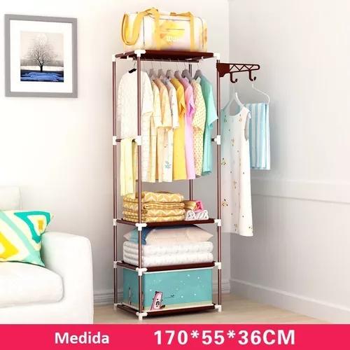 CLOSET ROPERO ARMABLE 170X55X36 CAFÉ - 4
