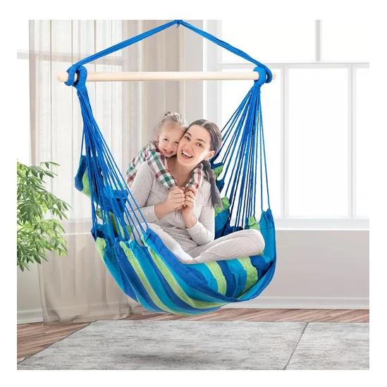 COLUMPIO COLGANTE AZUL Y VERDE CON DOS ALMOHADAS PARA JARDÍN - 4