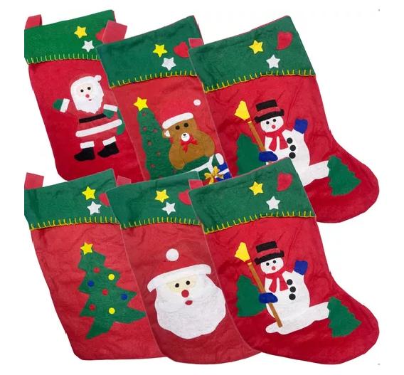 PACK X6 BOTAS NAVIDEÑAS COLGANTES DECORATIVAS COLOR ROJO - 1