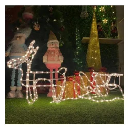 ADORNO DE RENO CON TRINEO DE NAVIDAD CON 420 LED DE 145 CM BLANCO - 3