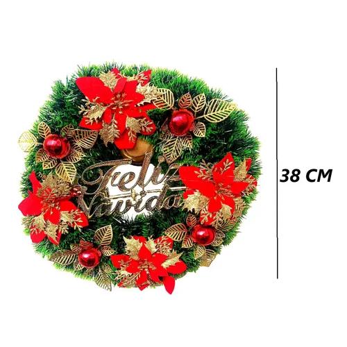 CORONA NAVIDEÑA GUIRNALDA DE DECORACIÓN 30 CM COLOR ROJO - 7