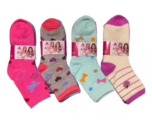 PACK DE 12 PARES DE CALCETINES LARGOS PARA NIÑA, CALCETAS DE BAMBÚ, TALLAS 2-10 - 5