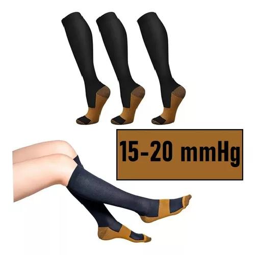 PACK DE 3 MEDIAS DE CALCETINES DE FIBRA DE COBRE, COMPRESIÓN PARA VARICES, COLOR NEGRO - 2