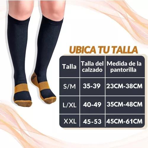 PACK DE 3 MEDIAS DE CALCETINES DE FIBRA DE COBRE, COMPRESIÓN PARA VARICES, COLOR NEGRO - 3