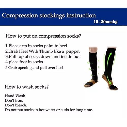 PACK DE 3 MEDIAS DE CALCETINES DE FIBRA DE COBRE, COMPRESIÓN PARA VARICES, COLOR NEGRO - 4