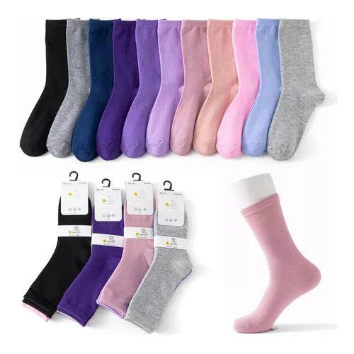 PACK DE 12 PARES DE CALCETINES LARGOS PARA MUJER, LISOS, SUAVES, 100% BAMBÚ, MULTICOLOR - 1
