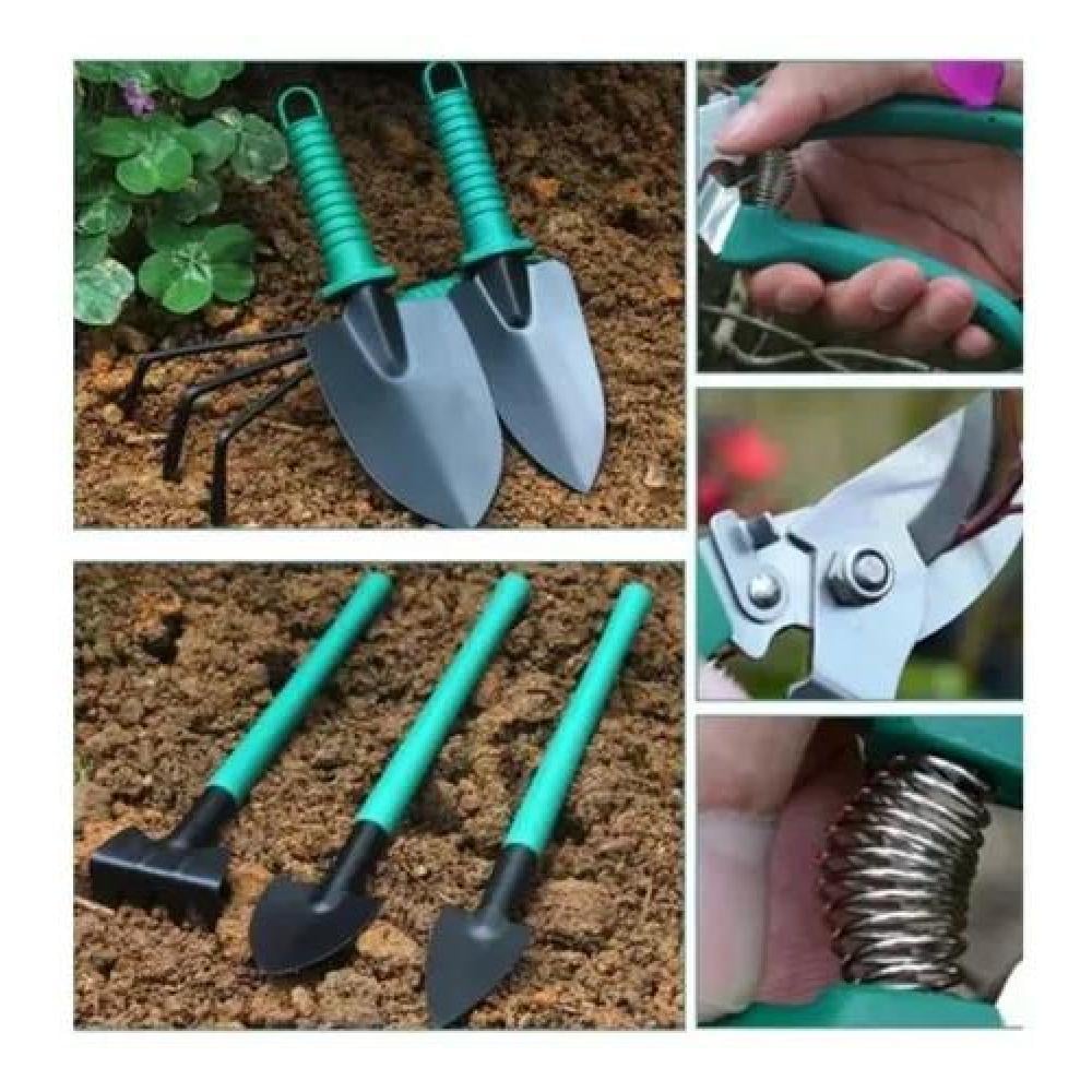 SET JARDINERÍA ACERO CON HERRAMIENTAS RASTRILLO Y TIJERAS VERDE - 4