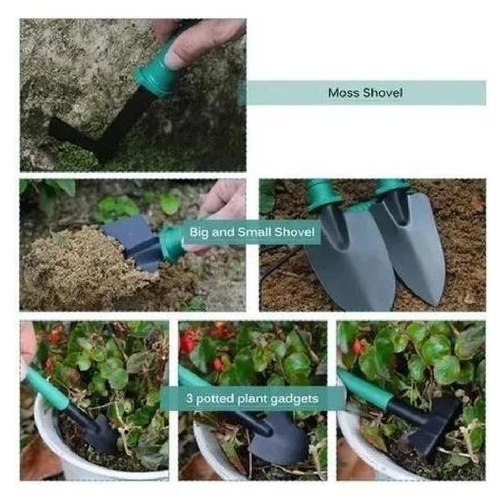 SET JARDINERÍA ACERO CON HERRAMIENTAS RASTRILLO Y TIJERAS VERDE - 6