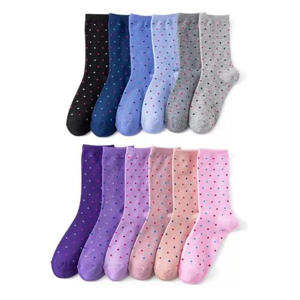 CALCETINES DE ALGODÓN CON DISEÑO PARA MUJER, PACK DE 12 PARES, LARGOS, MULTICOLOR - 1