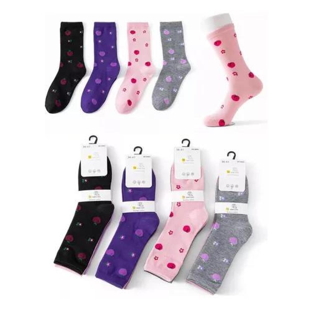 CALCETINES DE ALGODÓN CON DISEÑO PARA MUJER, PACK DE 12 PARES, LARGOS, MULTICOLOR - 2