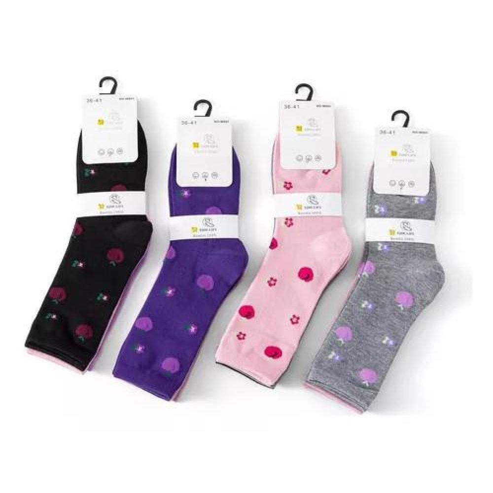 CALCETINES DE ALGODÓN CON DISEÑO PARA MUJER, PACK DE 12 PARES, LARGOS, MULTICOLOR - 3