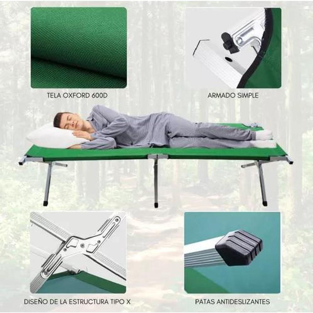 CATRE CAMA CAMPAÑA CAMPING PLEGABLE PORTÁTIL OUTDOOR MILITAR VERDE - 4