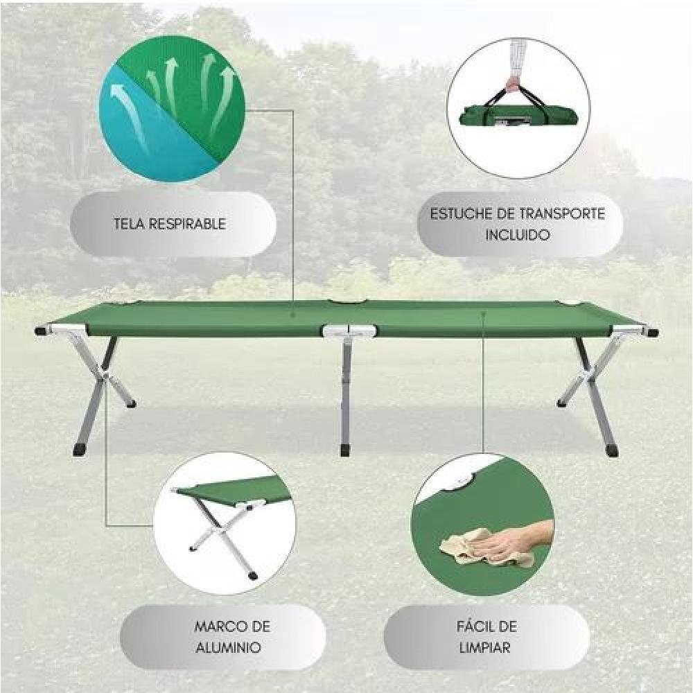 CATRE CAMA CAMPAÑA CAMPING PLEGABLE PORTÁTIL OUTDOOR MILITAR VERDE - 5