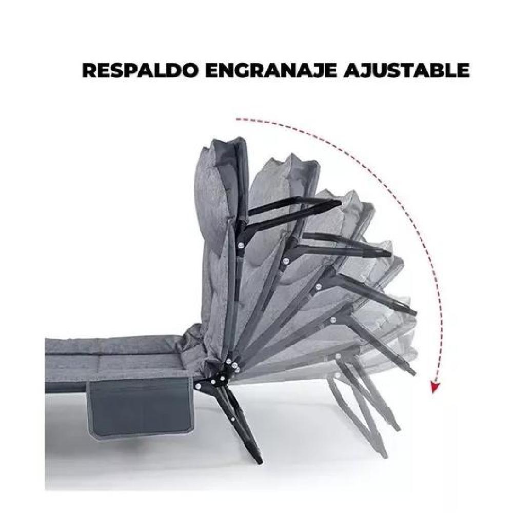 CATRE/CAMA CAMPAÑA OUTDOOR PLEGABLE ACOLCHADO GRIS - 3