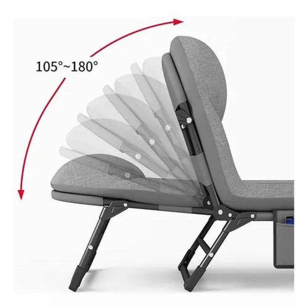 CATRE/CAMA CAMPAÑA OUTDOOR PLEGABLE ACOLCHADO GRIS - 4