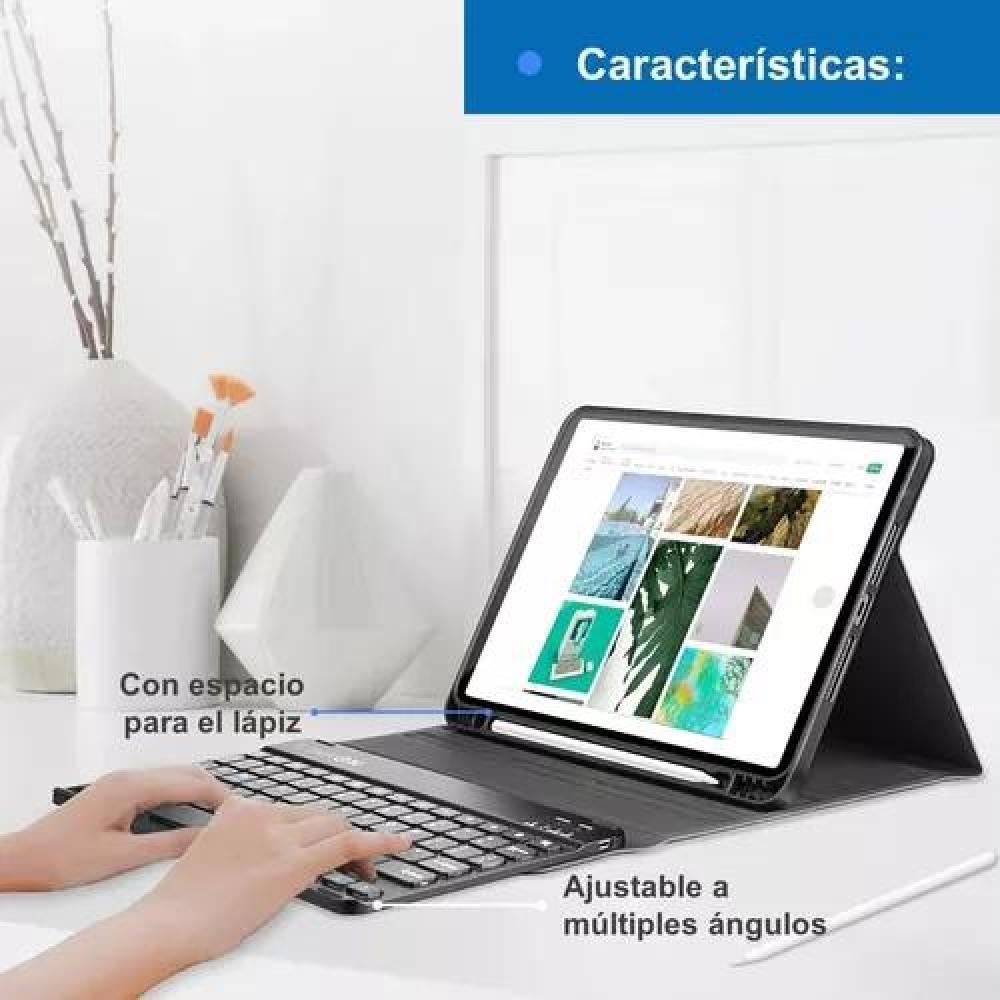 CARCASA FUNDA CON TECLADO PARA IPAD LINKON 10.2 Y 10.9, COLOR NEGRO - 3