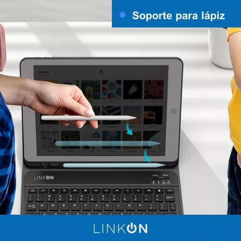 CARCASA FUNDA CON TECLADO PARA IPAD LINKON 10.2 Y 10.9, COLOR NEGRO - 5