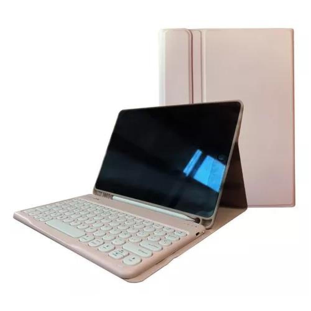 CARCASA FUNDA CON TECLADO PARA IPAD LINKON 10.2 Y 10.9, COLOR ROSADO - 1