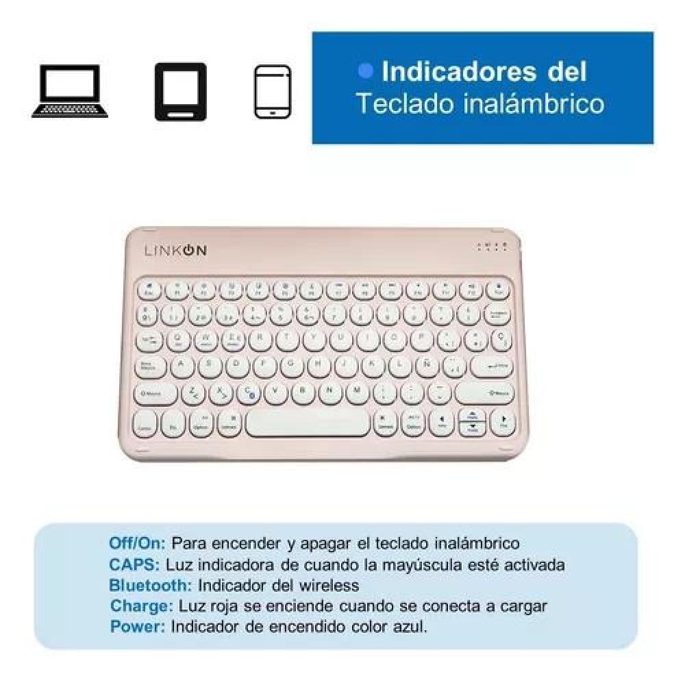 CARCASA FUNDA CON TECLADO PARA IPAD LINKON 10.2 Y 10.9, COLOR ROSADO - 2