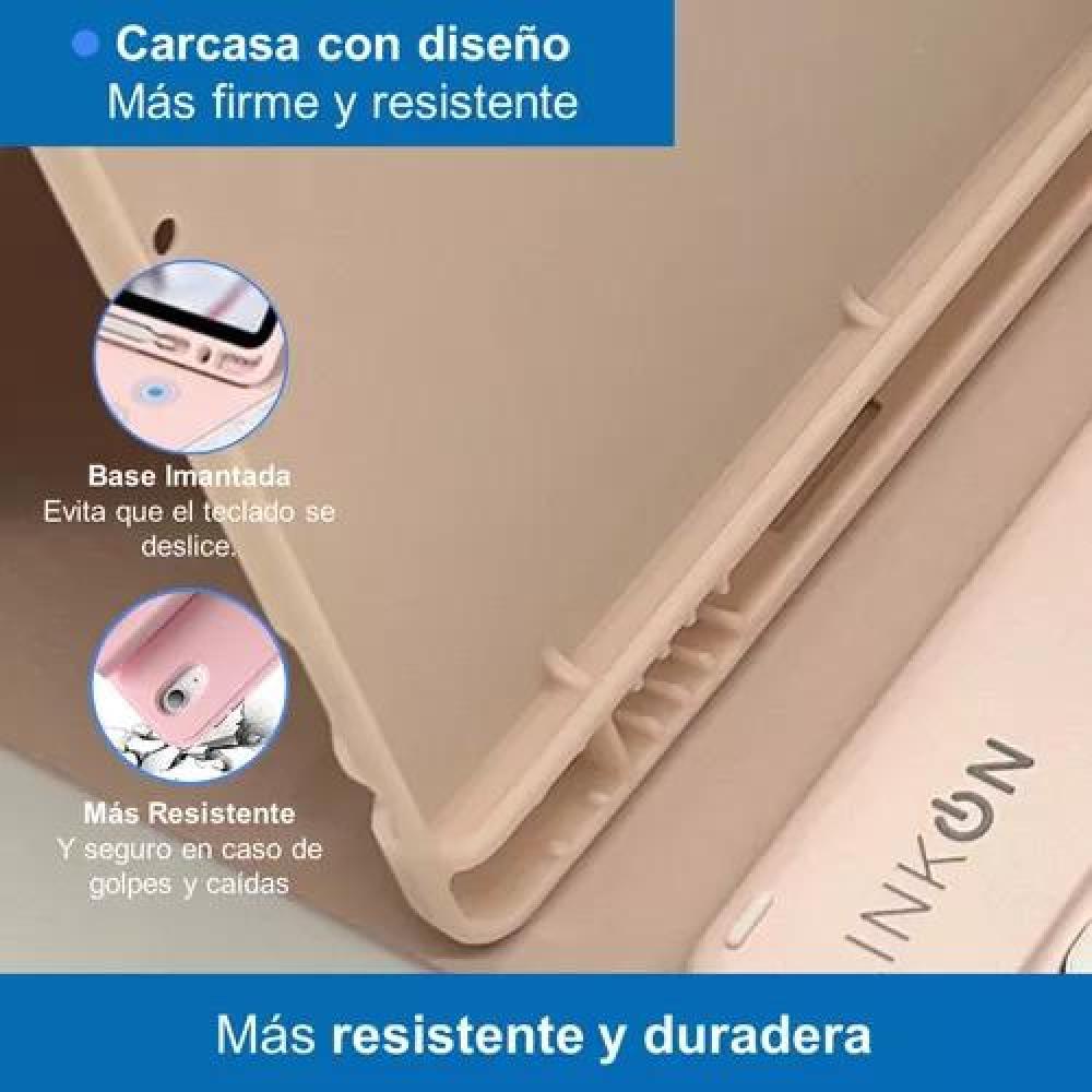 CARCASA FUNDA CON TECLADO PARA IPAD LINKON 10.2 Y 10.9, COLOR ROSADO - 8