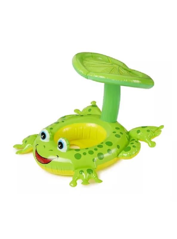 FLOTADOR CON TECHO RANA INFLABLE BEBÉS 6-24 M VERDE - 1