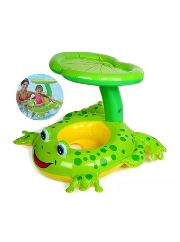 FLOTADOR CON TECHO RANA INFLABLE BEBÉS 6-24 M VERDE - 2