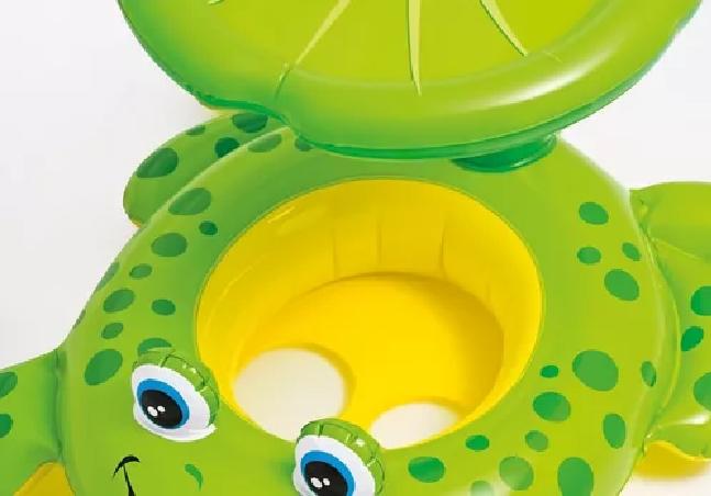 FLOTADOR CON TECHO RANA INFLABLE BEBÉS 6-24 M VERDE - 3
