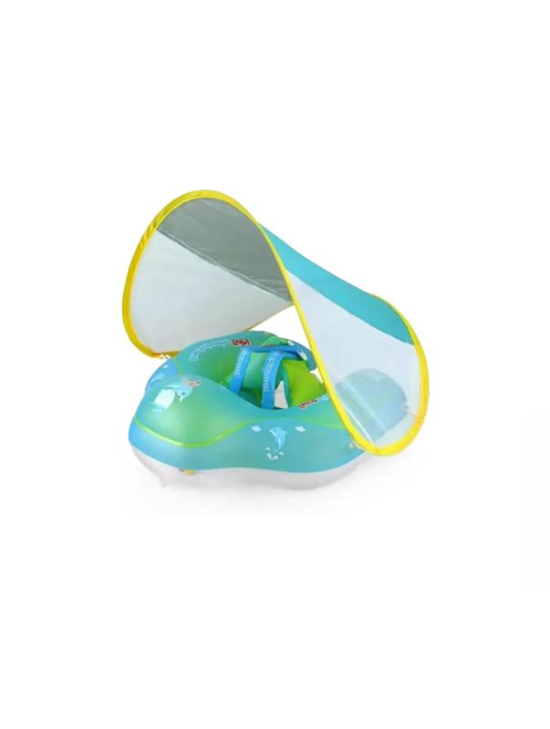 FLOTADOR BEBÉ CON PROTECCIÓN SOLAR PISCINA CON TOLDO CELESTE - 1