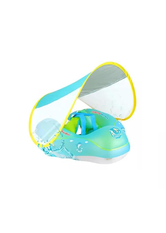 FLOTADOR BEBÉ CON PROTECCIÓN SOLAR PISCINA CON TOLDO CELESTE - 2