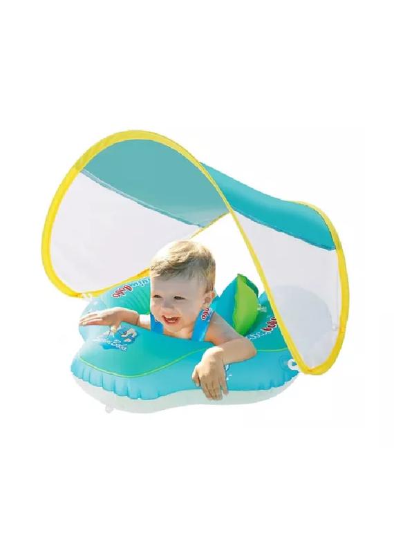 FLOTADOR BEBÉ CON PROTECCIÓN SOLAR PISCINA CON TOLDO CELESTE - 3