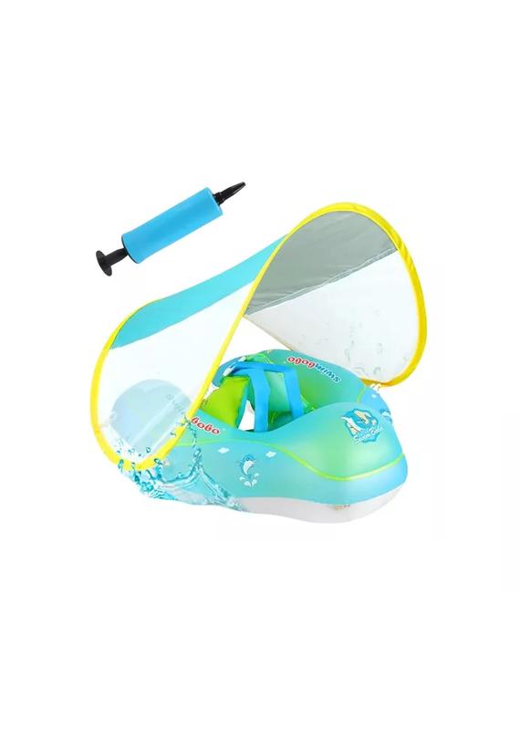 FLOTADOR BEBÉ CON PROTECCIÓN SOLAR PISCINA CON TOLDO CELESTE - 5