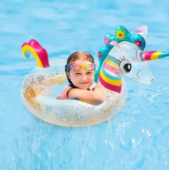 FLOTADOR UNICORNIO BEBÉ INFLABLE 60 CM MULTICOLOR - 5