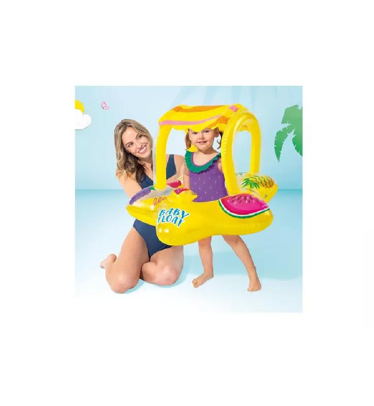 FLOTADOR SALVAVIDAS INFLABLE CON TECHO ESTRELLA AMARILLO - 3