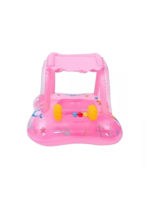 FLOTADOR INFLABLE NIÑOS CON TECHO BEBÉS PISCINA VERANO ROSADO - 1
